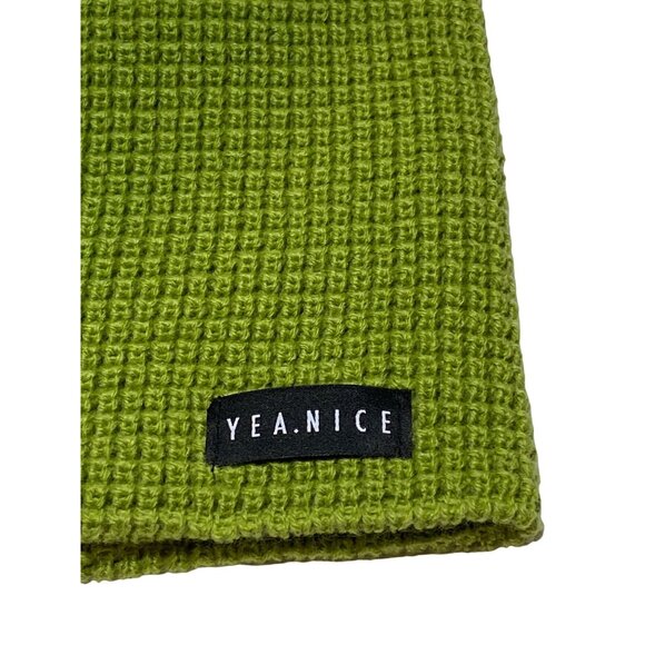 Yea.Nice Mens Beanie Soft Acrylic Lime Green Waffle Weave Beanie Hat Cap Winter - Picture 2 of 3
